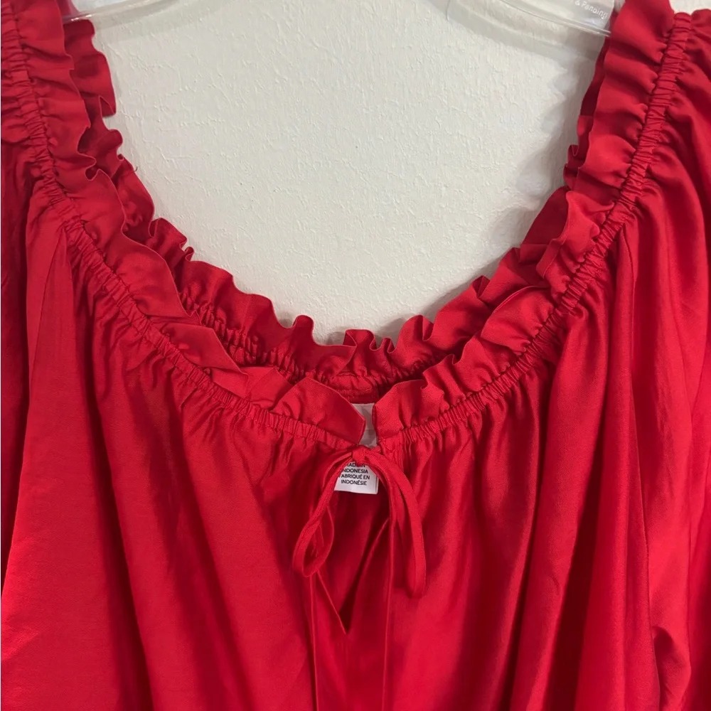 H&M Red Ruffle Blouse - Picture 3 of 5